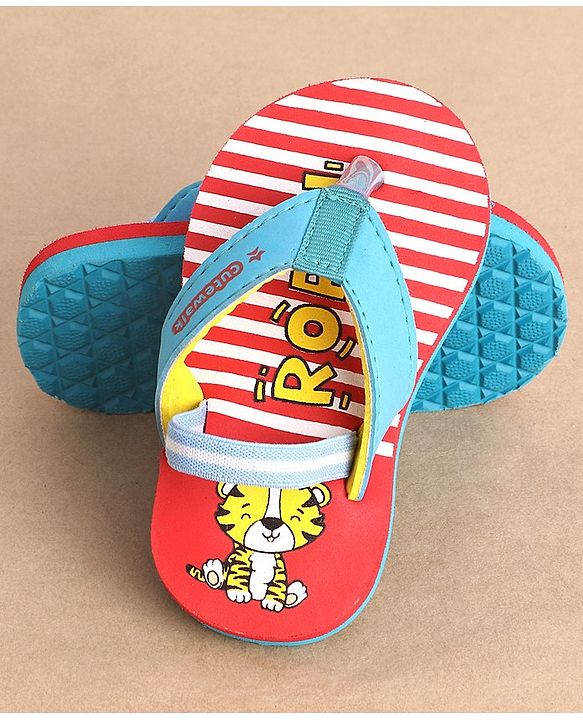 Cute Walk By Babyhug Flip Flop Tiger Print - Red