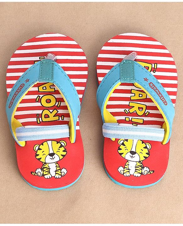 Cute Walk By Babyhug Flip Flop Tiger Print - Red