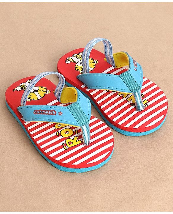 Cute Walk By Babyhug Flip Flop Tiger Print - Red