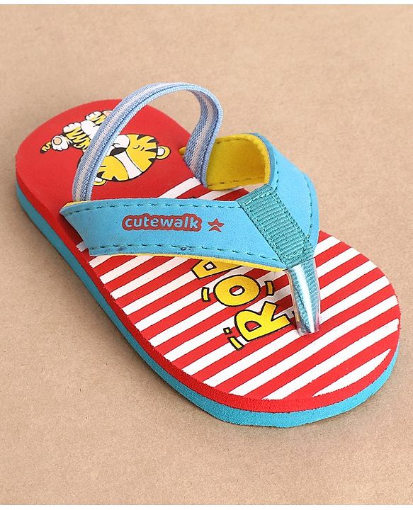 Cute Walk By Babyhug Flip Flop Tiger Print - Red