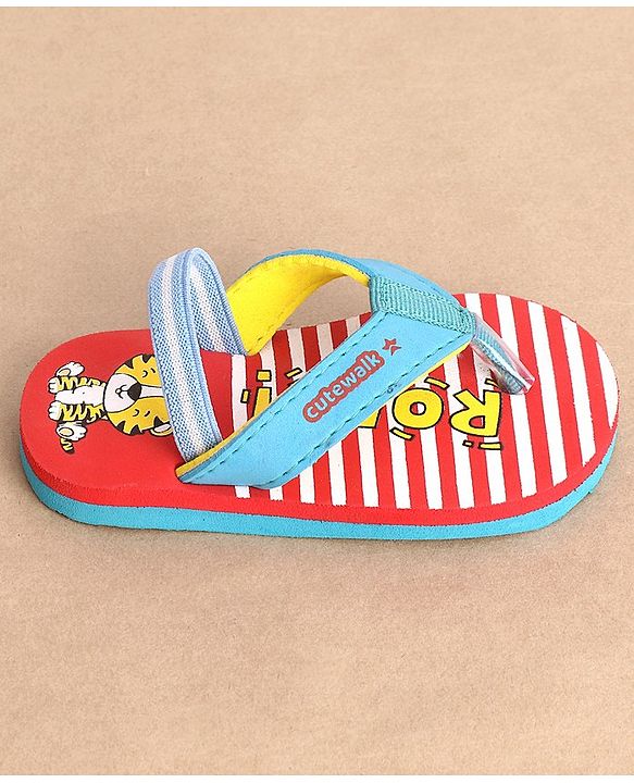 Cute Walk By Babyhug Flip Flop Tiger Print - Red