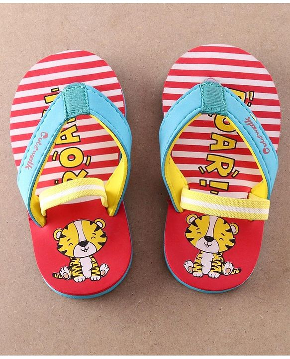 Cute Walk By Babyhug Flip Flop Tiger Print - Red