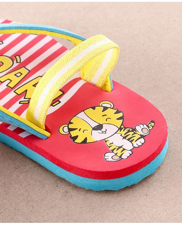 Cute Walk By Babyhug Flip Flop Tiger Print - Red