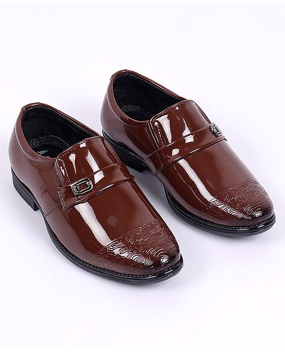 Pine Kids Round Toe Solid Formal Shoes - Tan Brown