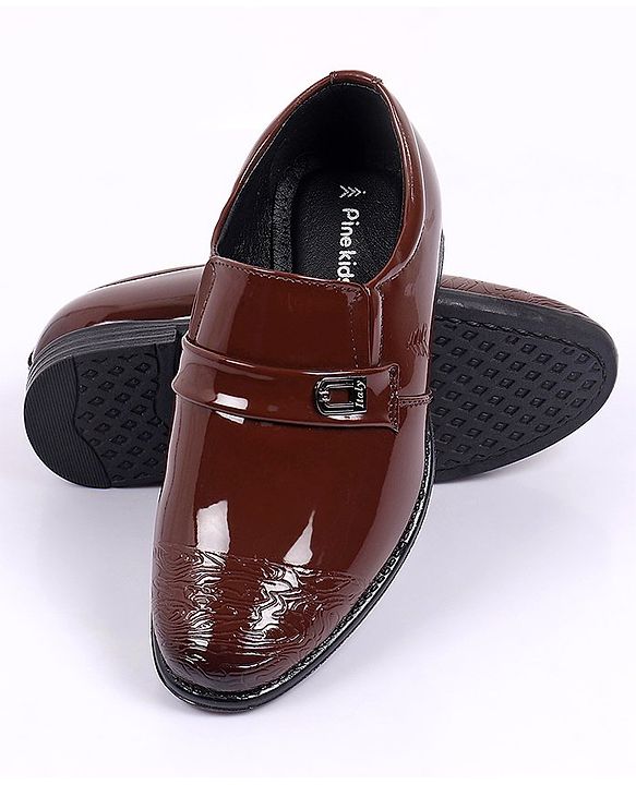 Pine Kids Round Toe Solid Formal Shoes - Tan Brown