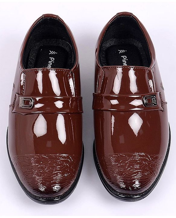 Pine Kids Round Toe Solid Formal Shoes - Tan Brown