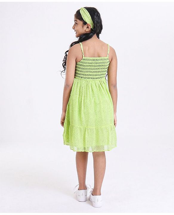 Pine Kids Singlet Frock with Hair Band - Green
