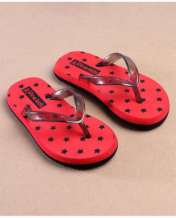 Pine Kids Flip Flops Star Print - Red