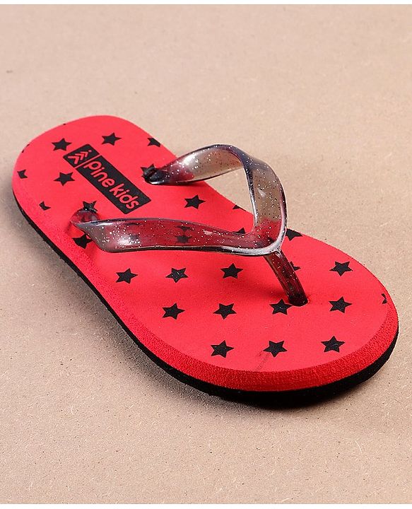 Pine Kids Flip Flops Star Print - Red
