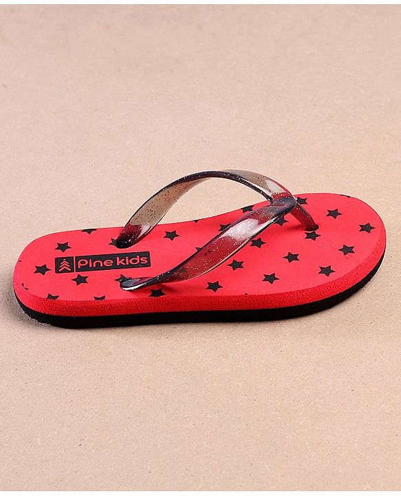 Pine Kids Flip Flops Star Print - Red