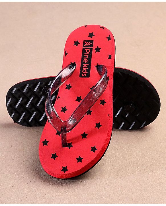 Pine Kids Flip Flops Star Print - Red