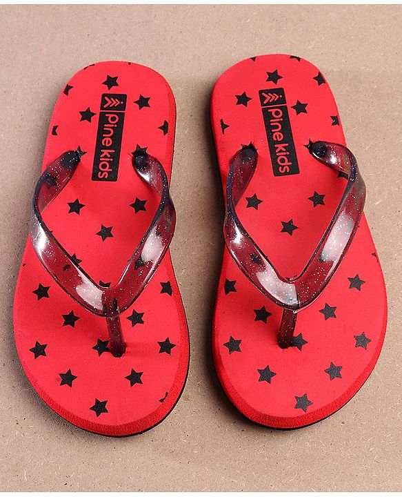 Pine Kids Flip Flops Star Print - Red