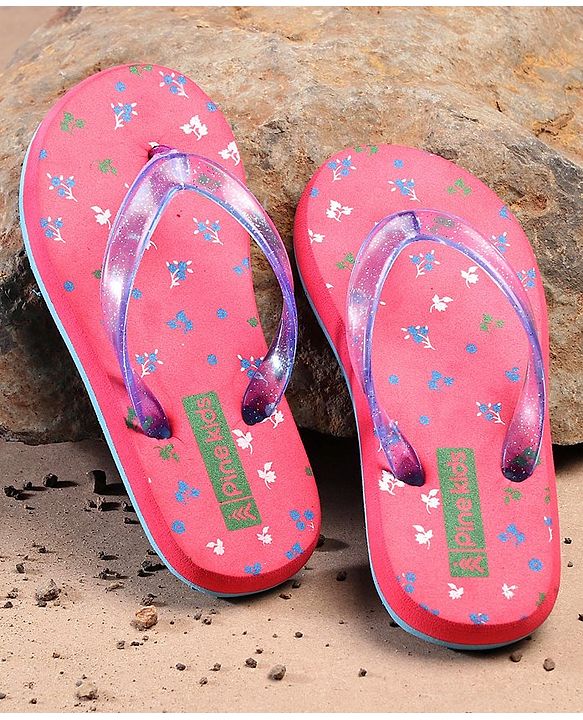 Pine Kids Flip Flops Floral Print - Pink