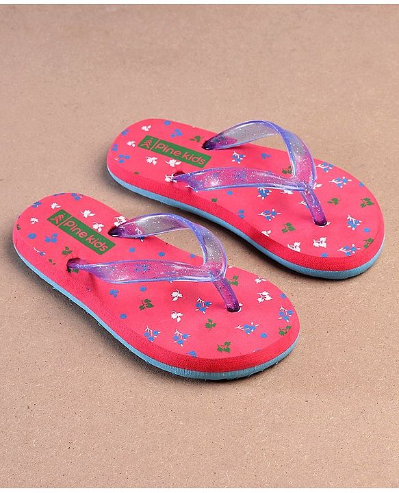 Pine Kids Flip Flops Floral Print - Pink
