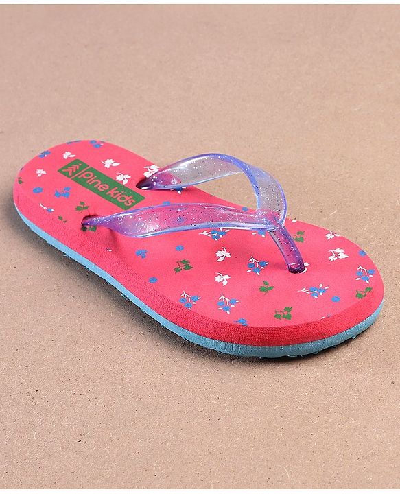 Pine Kids Flip Flops Floral Print - Pink