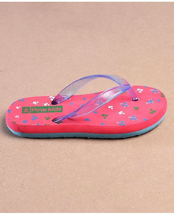 Pine Kids Flip Flops Floral Print - Pink