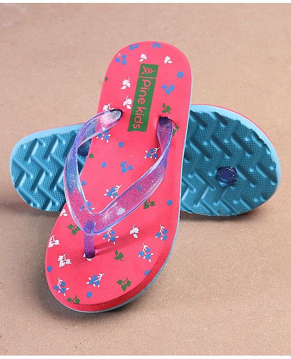 Pine Kids Flip Flops Floral Print - Pink