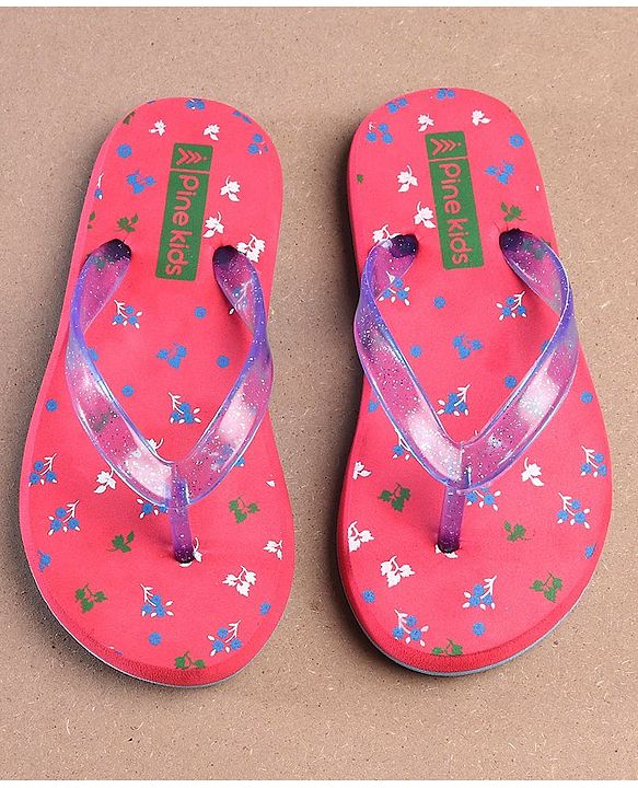 Pine Kids Flip Flops Floral Print - Pink