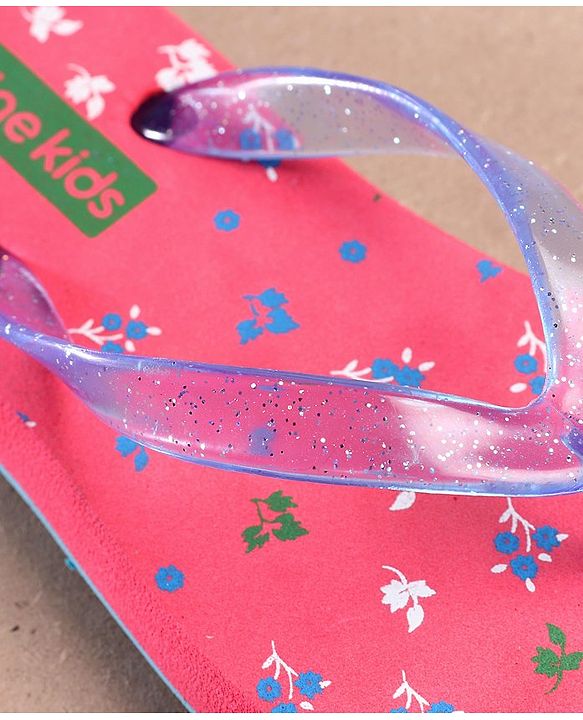 Pine Kids Flip Flops Floral Print - Pink