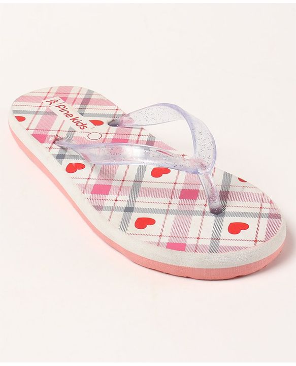 Pine Kids Casual Flip Flops Heart Print - Pink