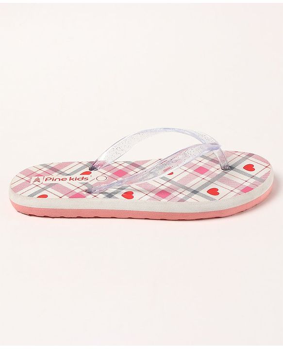 Pine Kids Casual Flip Flops Heart Print - Pink