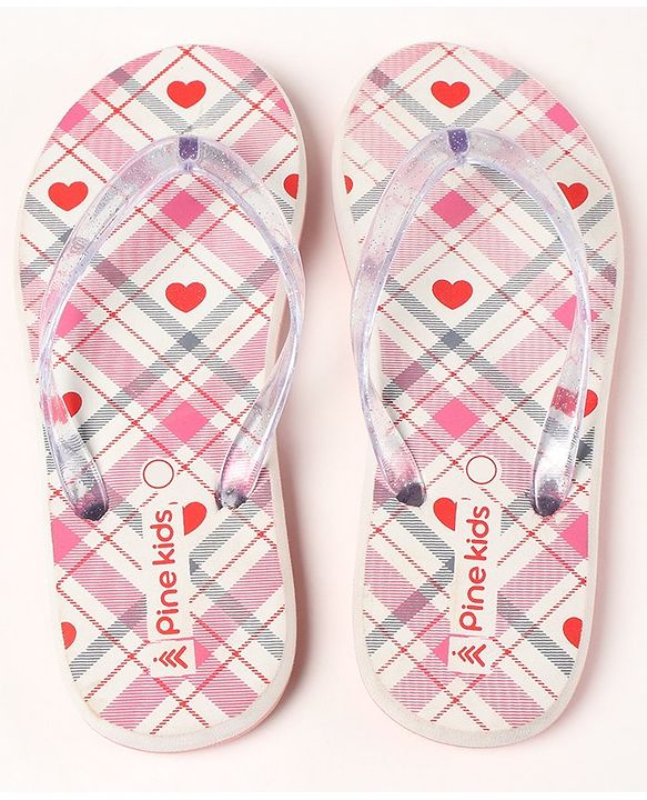 Pine Kids Casual Flip Flops Heart Print - Pink