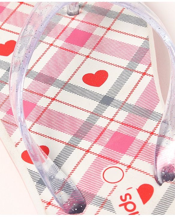 Pine Kids Casual Flip Flops Heart Print - Pink