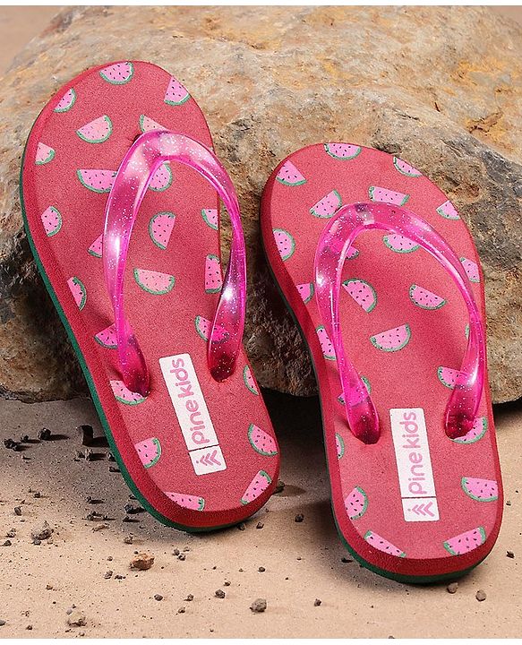 Pine Kids Casual Flip Flops Watermelon Print - Pink