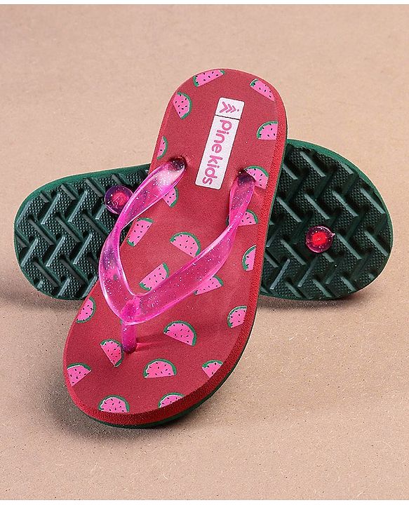 Pine Kids Casual Flip Flops Watermelon Print - Pink