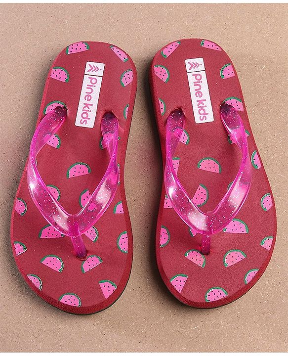 Pine Kids Casual Flip Flops Watermelon Print - Pink