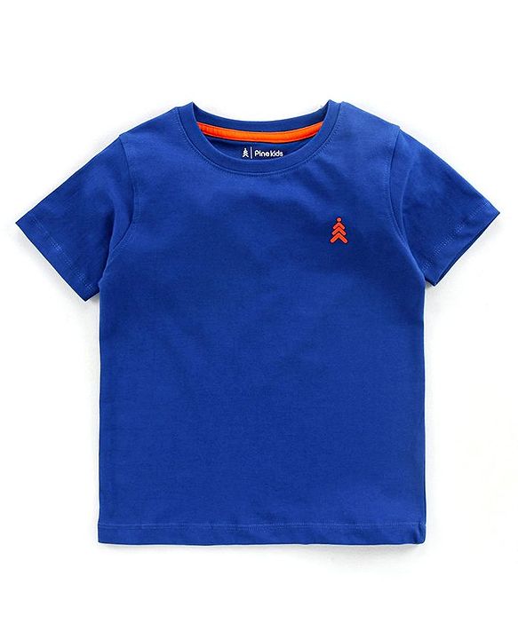 Pine Kids Half Sleeves 100% Cotton Biowashed Tee Pack of 2 - Blue Yellow