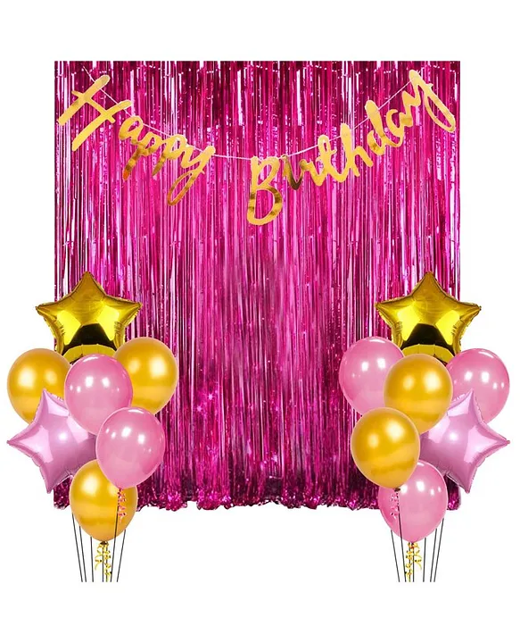 Party Propz Pink Birthday Decoration Items - Huge 37 Pcs