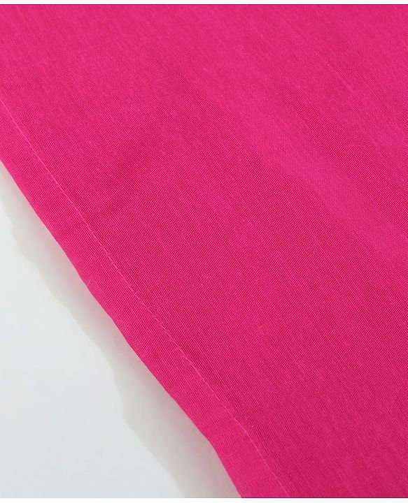 Babyhug Half Sleeves Off Shoulder Embroidered Top and Printed Dhoti Set - Fuschia Blue