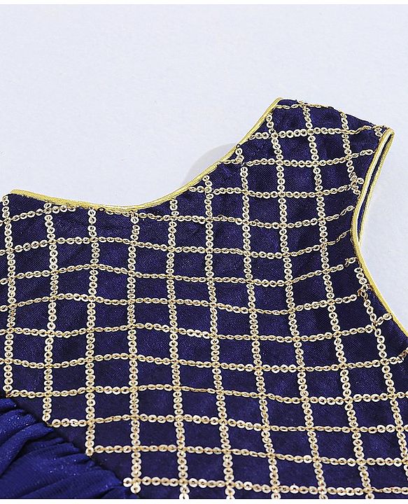 Babyhug Sleeveless One Shoulder Ethnic Dress - Blue