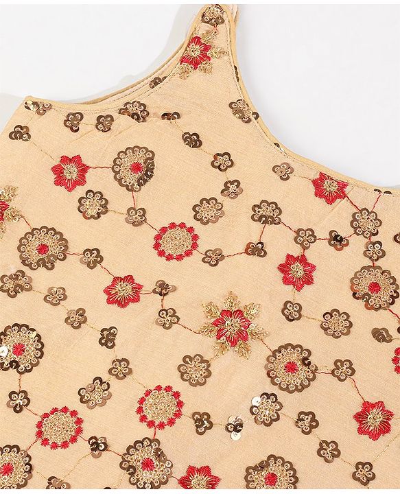Babyhug Sleeveless Sequin Choli with Lehenga and Dupatta  - Red