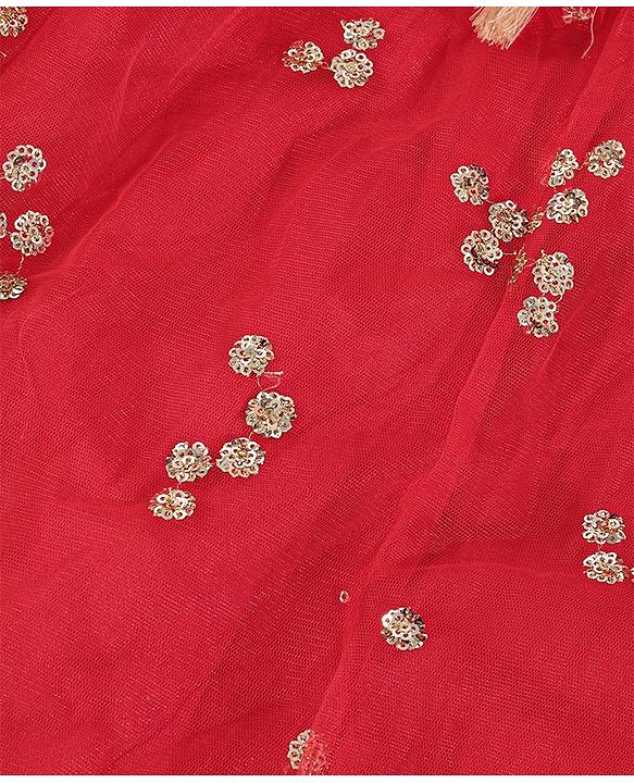Babyhug Sleeveless Sequin Choli with Lehenga and Dupatta  - Red