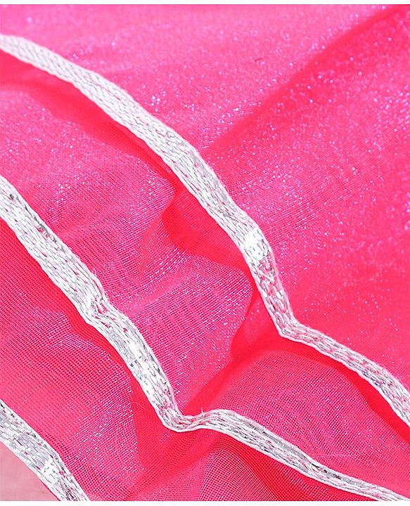 Babyhug Sleeveless Choli with Sequin Lehenga & Dupatta Set - Pink Blue