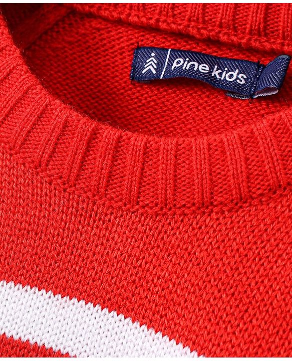 Pine Kids Full Sleeves Sweater Focused Print - Red
