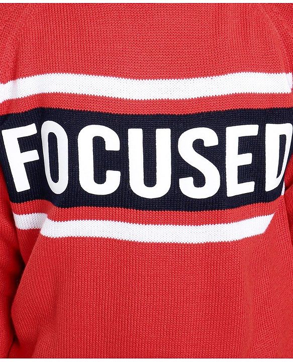 Pine Kids Full Sleeves Sweater Focused Print - Red