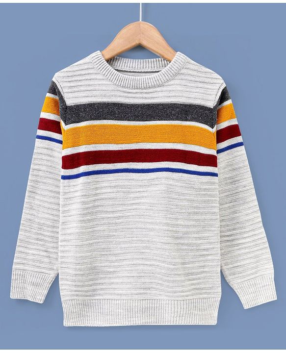 Pine Kids Full Sleeves Medium Winter Wear Sweater - Gre