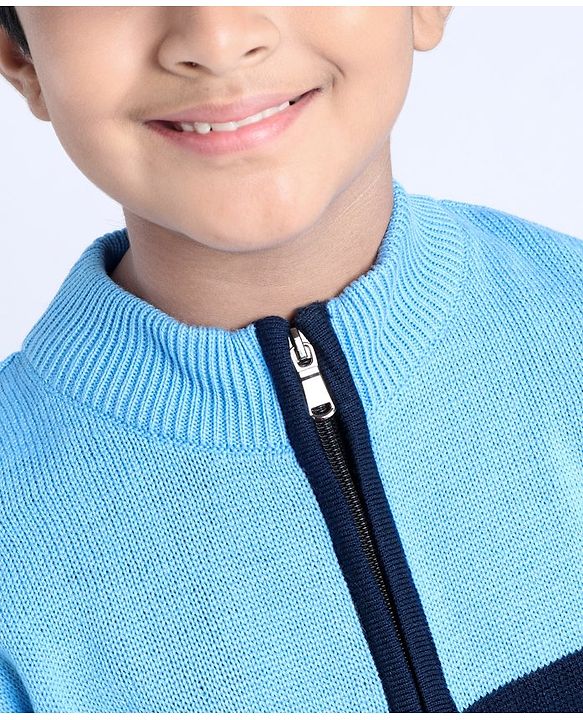 Pine Kids Full Sleeves Sweaters with Cable Knit - Blue