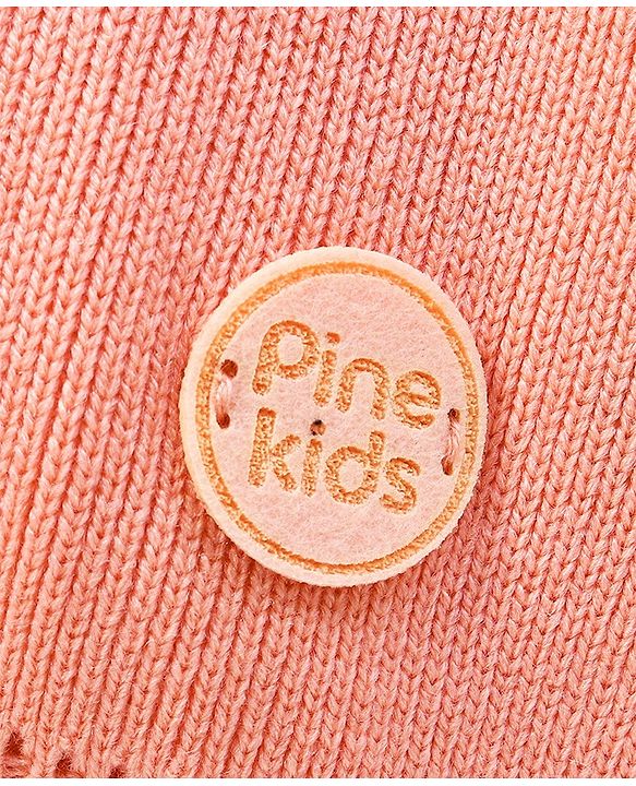Pine Kids Full Sleeves Pullover With Frill on Neck Medium Winter - Peach