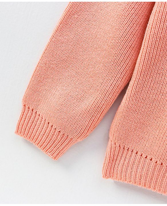 Pine Kids Full Sleeves Pullover With Frill on Neck Medium Winter - Peach