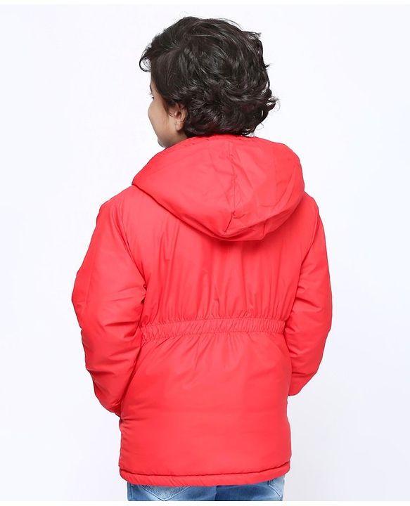Pine Kids Medium Winter Full Sleeves Hooded Padded Reversible Jacket - Navy Blue Red