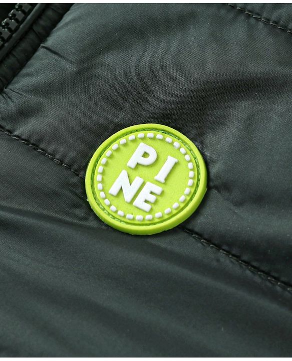 Pine Kids Full Sleeves Hooded Padded Jacket - Green