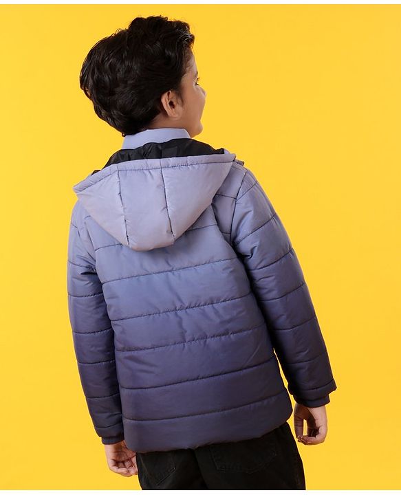 Pine Kids Full Sleeves Hooded Ombre Print Jacket - Blue
