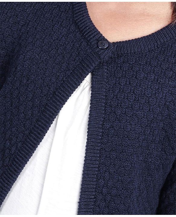 Pine Kids Full Sleeves Woollen Shrug - Navy