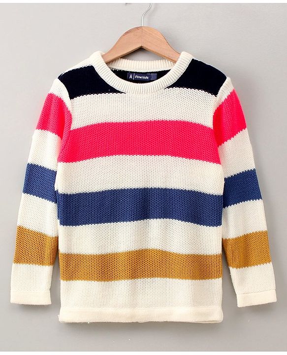 Pine Kids Full Sleeves Striped Medium Winter Wear Pullover - Multicolor