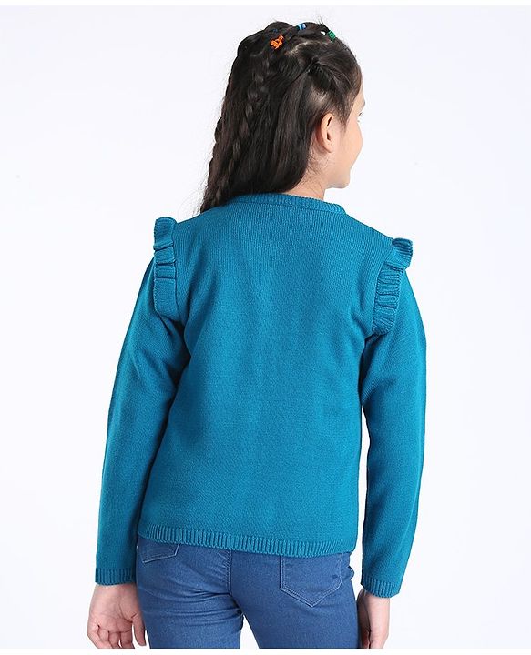 Pine Kids Full Sleeves Front Open Sweater - Blue