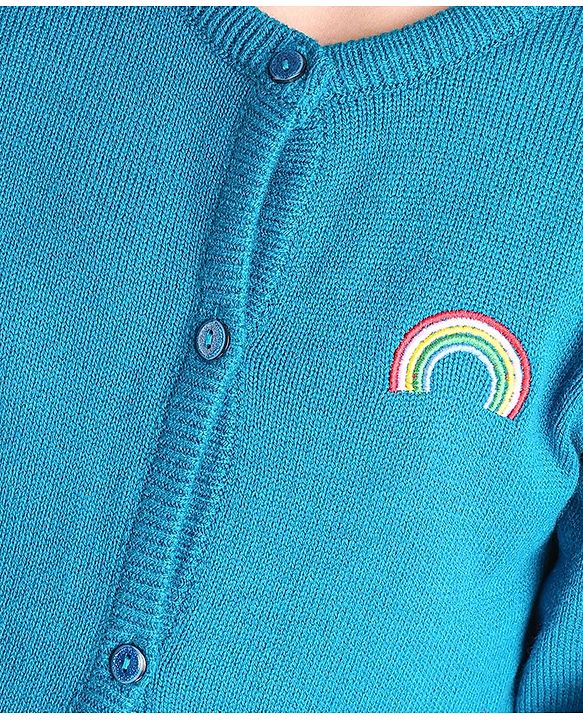 Pine Kids Full Sleeves Front Open Sweater - Blue